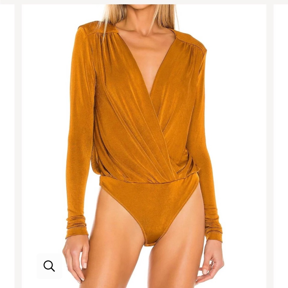 Free People Orange Wrap Long Sleeve Bodysuit. NWT
